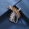 Elegant Leaves Shape Brooch Sparking Faux Crystal Rhinestone Inlaid Pin Suit Lapel Dress Badge Outfit Accessories