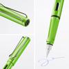 LAMY Safari Fountain Pen Ergonomic Polished Steel Size with LAMY blue Ink Green, Grip, Nib, F, Cartridge, Right-Handed