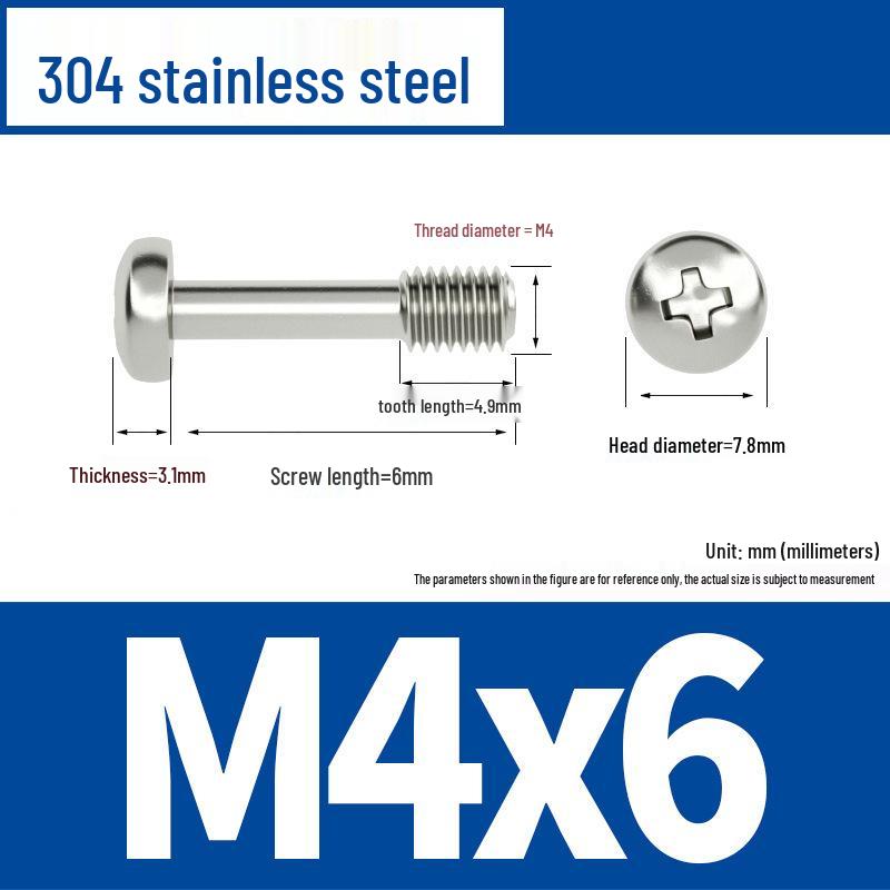 Yigu 304 Stainless Steel Phillips Round Head Captive Screws - M2/M3/M4 Half Thread Pan Head Machine Screws