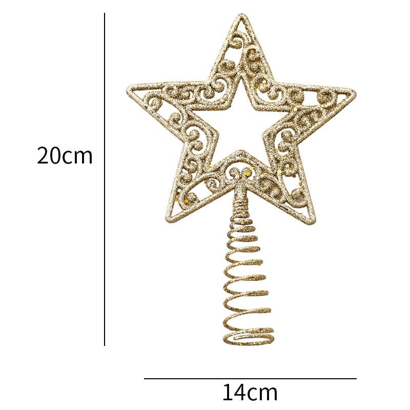 Christmas Tree Top Glitter Gold Silver Star Xmas Tree Snowflake Ornaments Christmas Decoration For Home