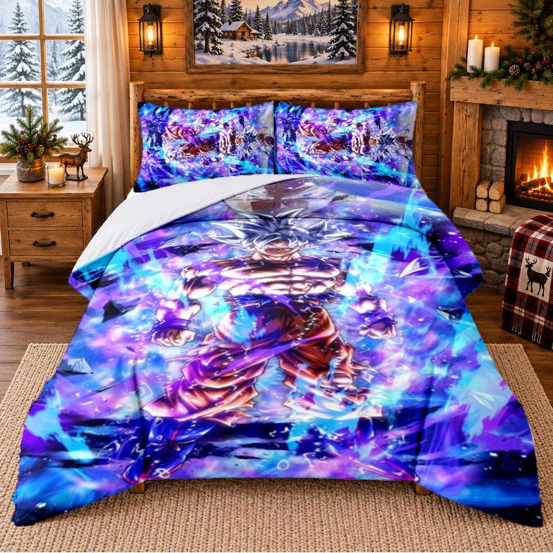 N-Narutos Pattern Bedding 3Pcs Set Bed Sheet And Pillowcases For Indoor Bedroom