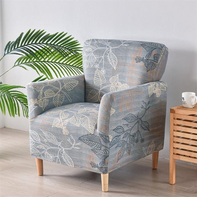 Floral Tub Chair Cover Stretch Spandex Club Armchair Slipcover For Living Room Single Sofa Covers For Study Bar Counter Hotel