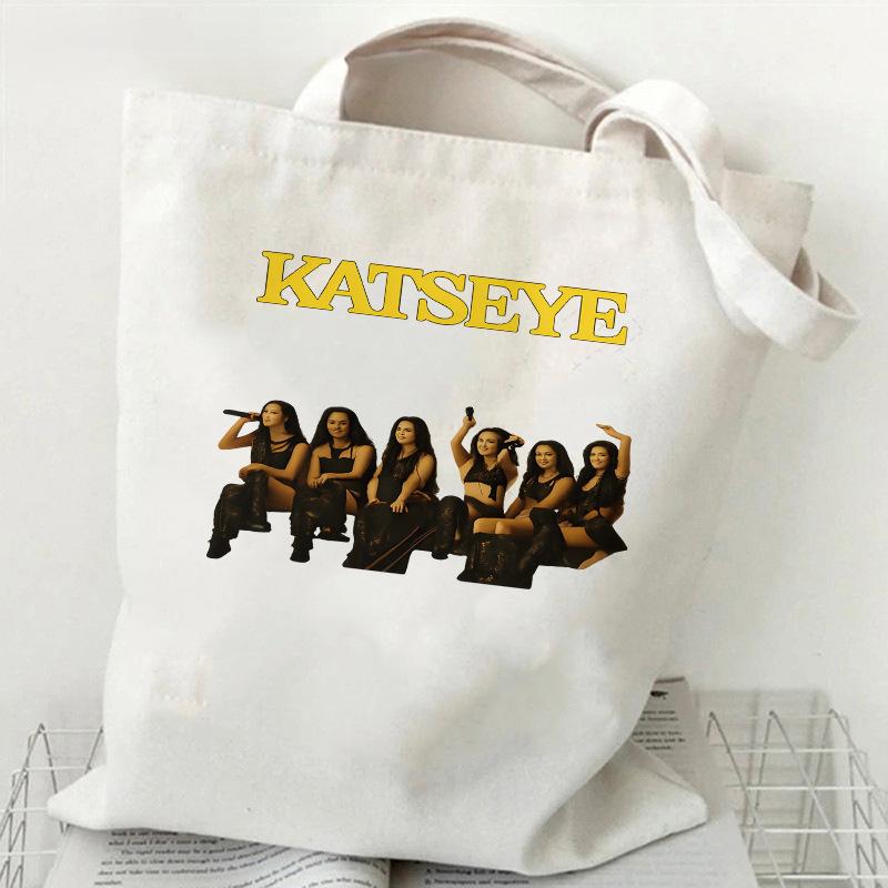 KATSEYE Gnarly Print Canvas Tote Bag Kpop Girl Group Merch Shoulder Handbag Large Capacity Casual Shopper 60123-12