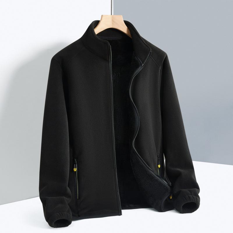 Unisex Thick Fleece Jacket with Velvet Lining, Large Size, Ideal for Outdoor Wear and Layering.