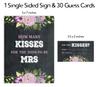 Inkdotpot How Many Kisses For The Soon To Be Mrs Floral Pebble Grey 1 Sign 30 Cards Bridal Shower