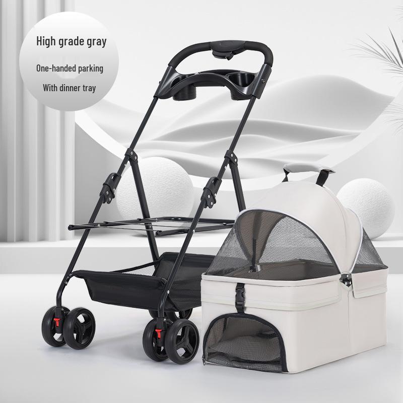 Lightweight Foldable Pet Stroller for Small & Medium Dogs and Cats - Detachable for Outdoor Walks