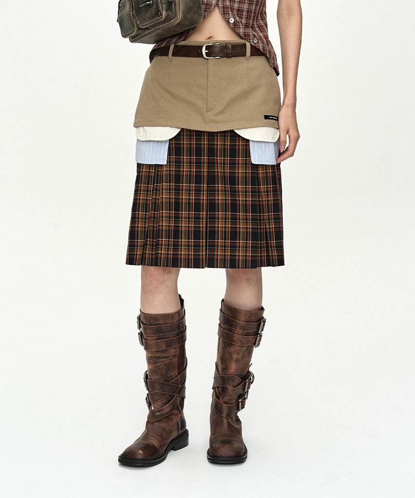 Andersson Bell Double Layered Pleats Skirt Apa885W(Brown)
