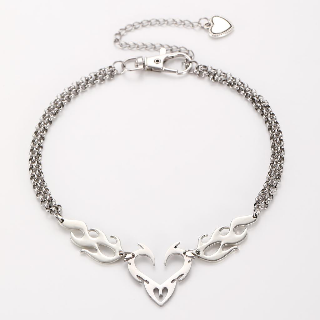 New Products Do Not Fade Fashionable Retro Flame Totem Hollow Personality Necklace Hip Hop Love Pendant Jewelry