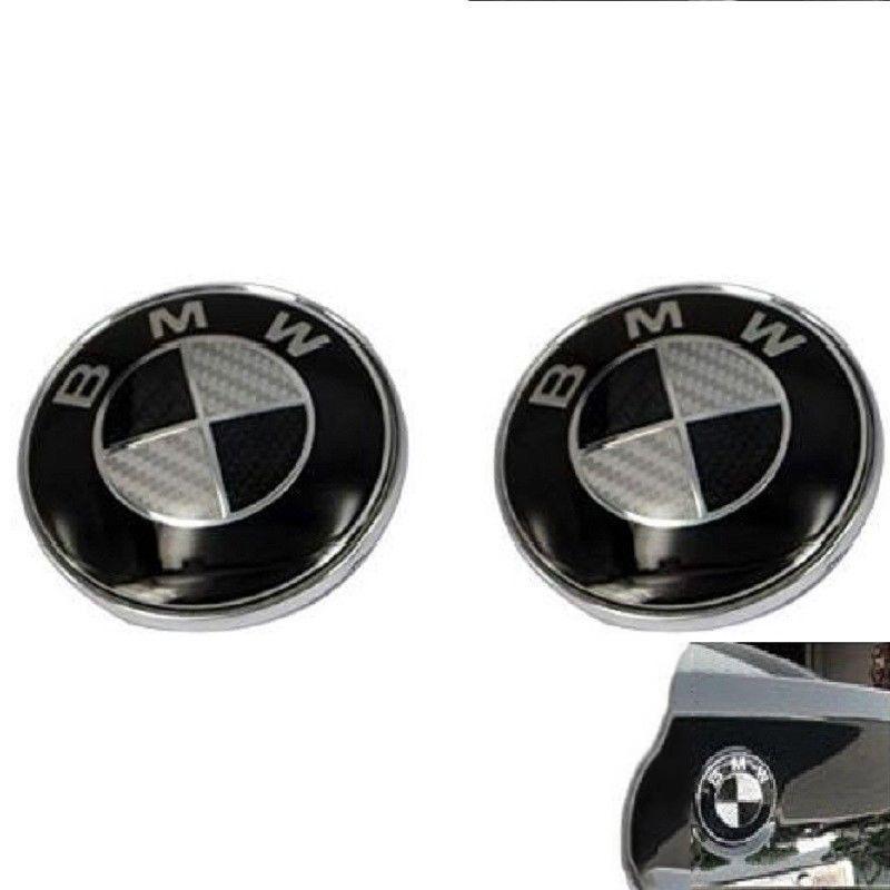 Logo Bmw For Real Carbon Fiber Black Silver 74mm Hood Trunk Badge Emblem