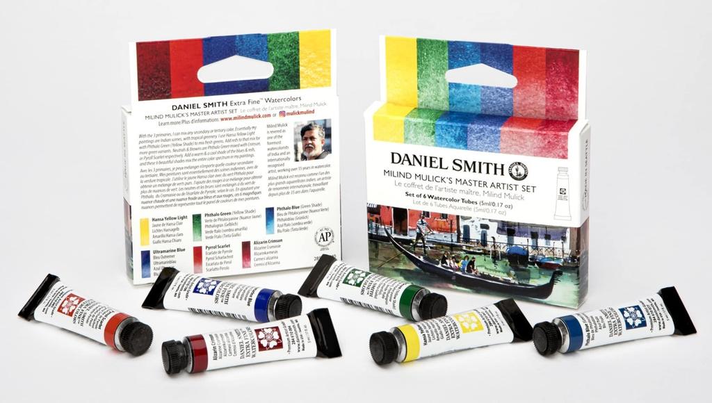 Daniel Smith Transparent Watercolors, Extra Fine, Milind Mallick Master Artist, 6-Color Set, 5ml (No. 2), 285610440