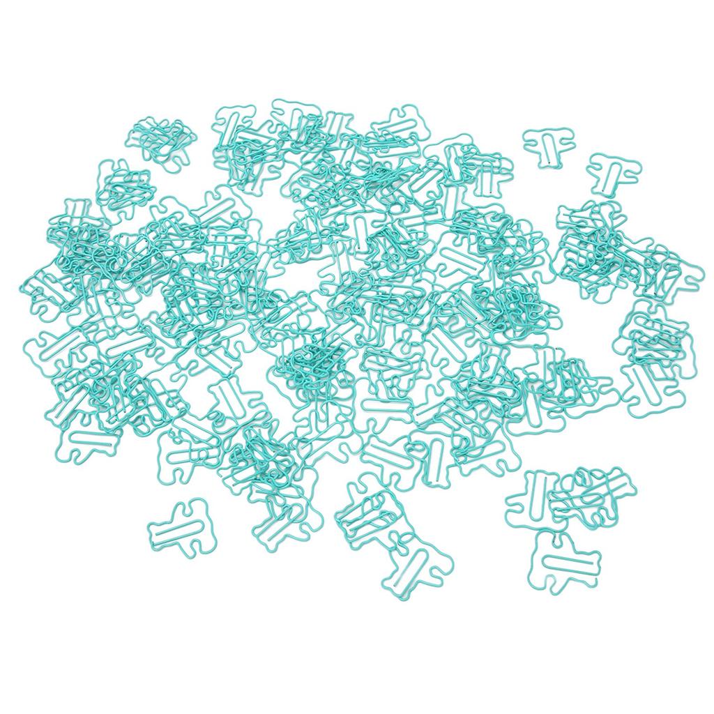 160pcs Little Bear Paper Clip Blue Cute Animal Shaped File Note Page Marker Clips Bookmark for File