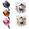 Funny Cat Hat Cowboy Hat Costume Birthday Western Cowgirl Accessories Pet Headwear Adjustable Cap for Cosplay Cowboy