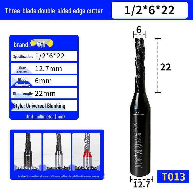 Kawaki T013 Three-Blade Double-Sided Spiral Carbide Scoring Cutter for Woodworking