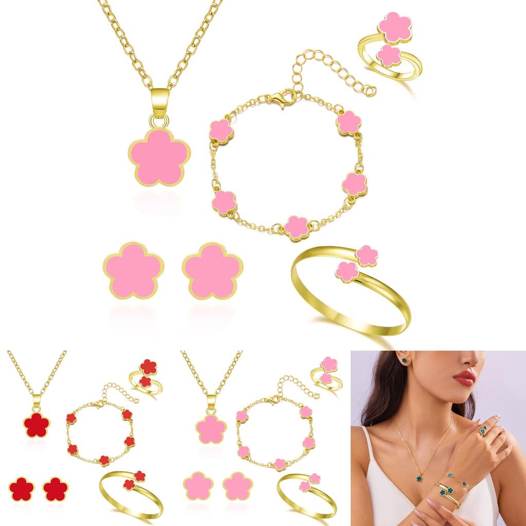 Floral Petals Jewelry Set For Women With Alloy And Plate Material Perfect For Gift Occasions