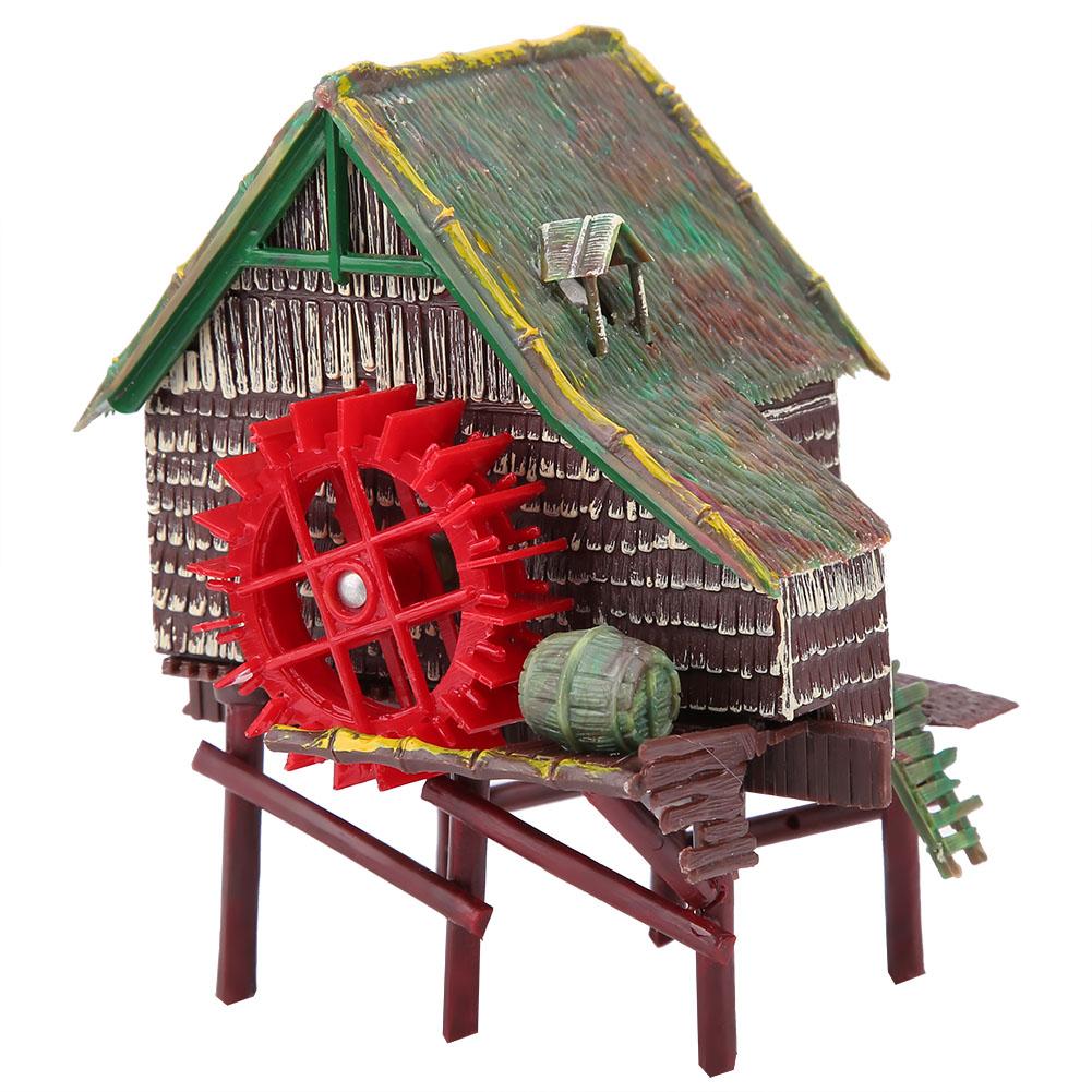 Аквариум Ландшафтный Декор Пневматическая Аэрируемая Водяная Колесная Хижина
