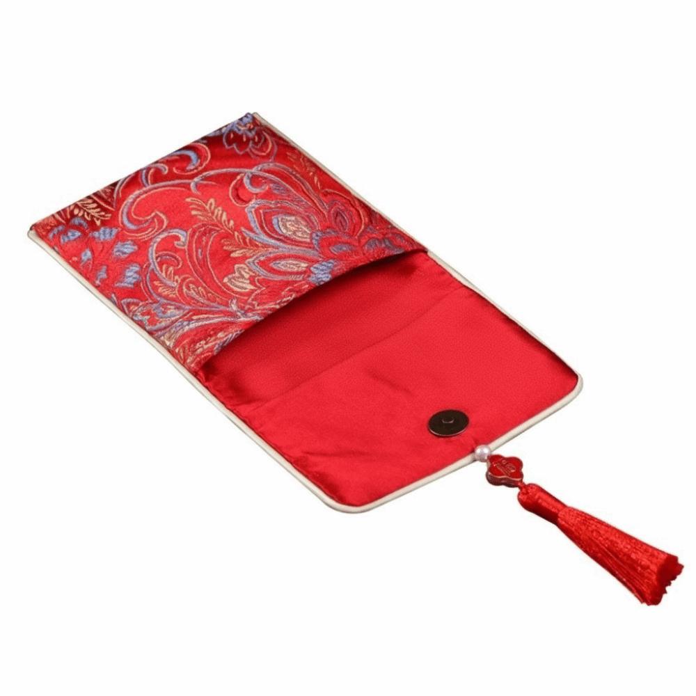 New Year Blessing Words Brocade Red Envelope Spring Festival Tassel Money Pocket Best Wishes Embroidery New Year Money Bag