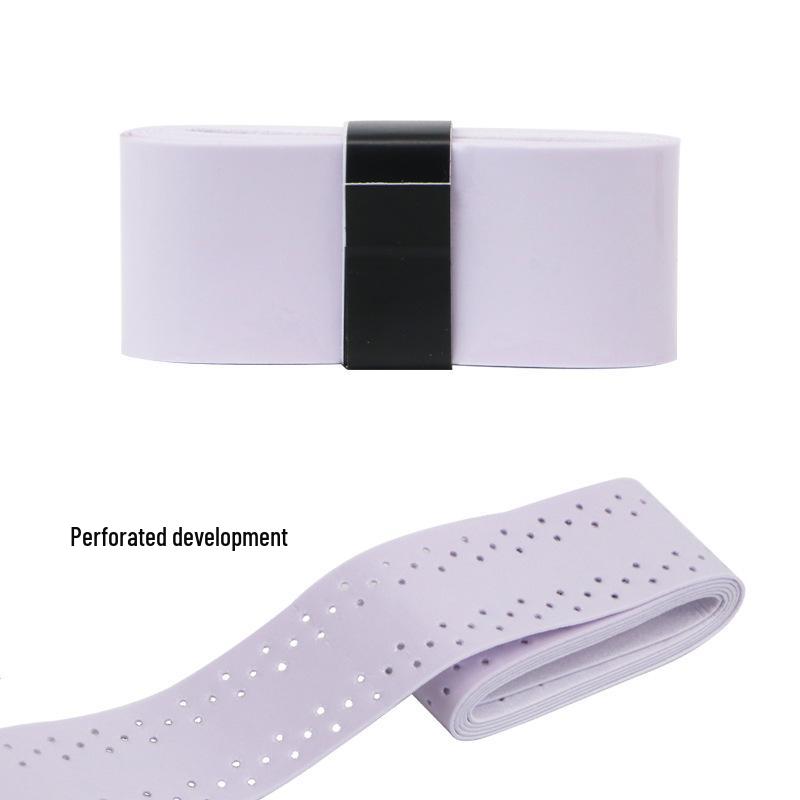 Elastic Perforated PU Leather Overgrip for Badminton, Tennis & Table Tennis Rackets, Fishing Rods with Ribbed Sweatband