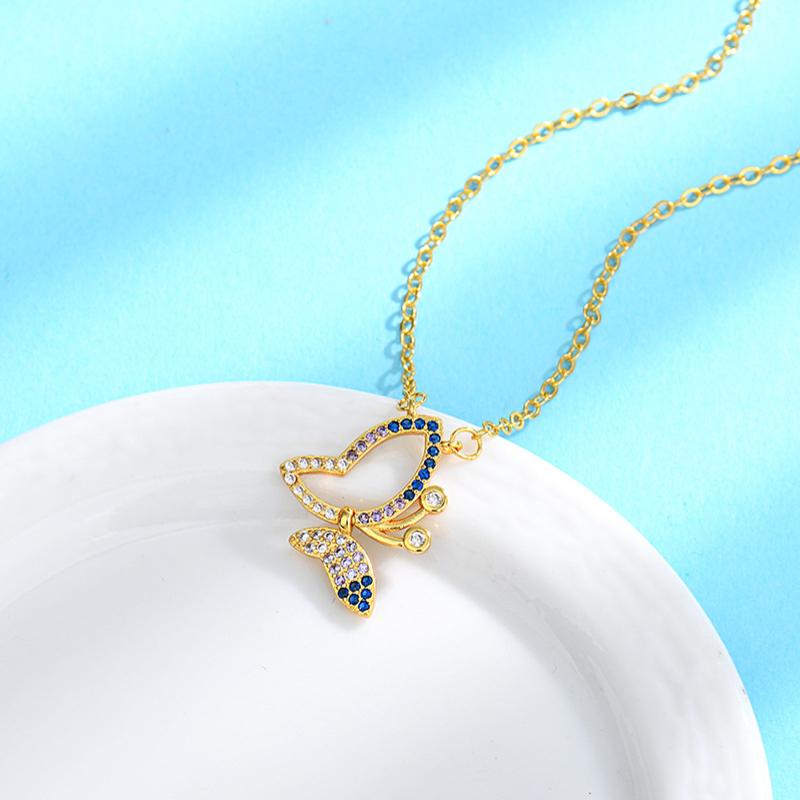 Ожерелье Agile Butterfly с бриллиантами для женщин с легкой роскошной универсальной складной цепочкой с подвеской-бабочкой на ключицу