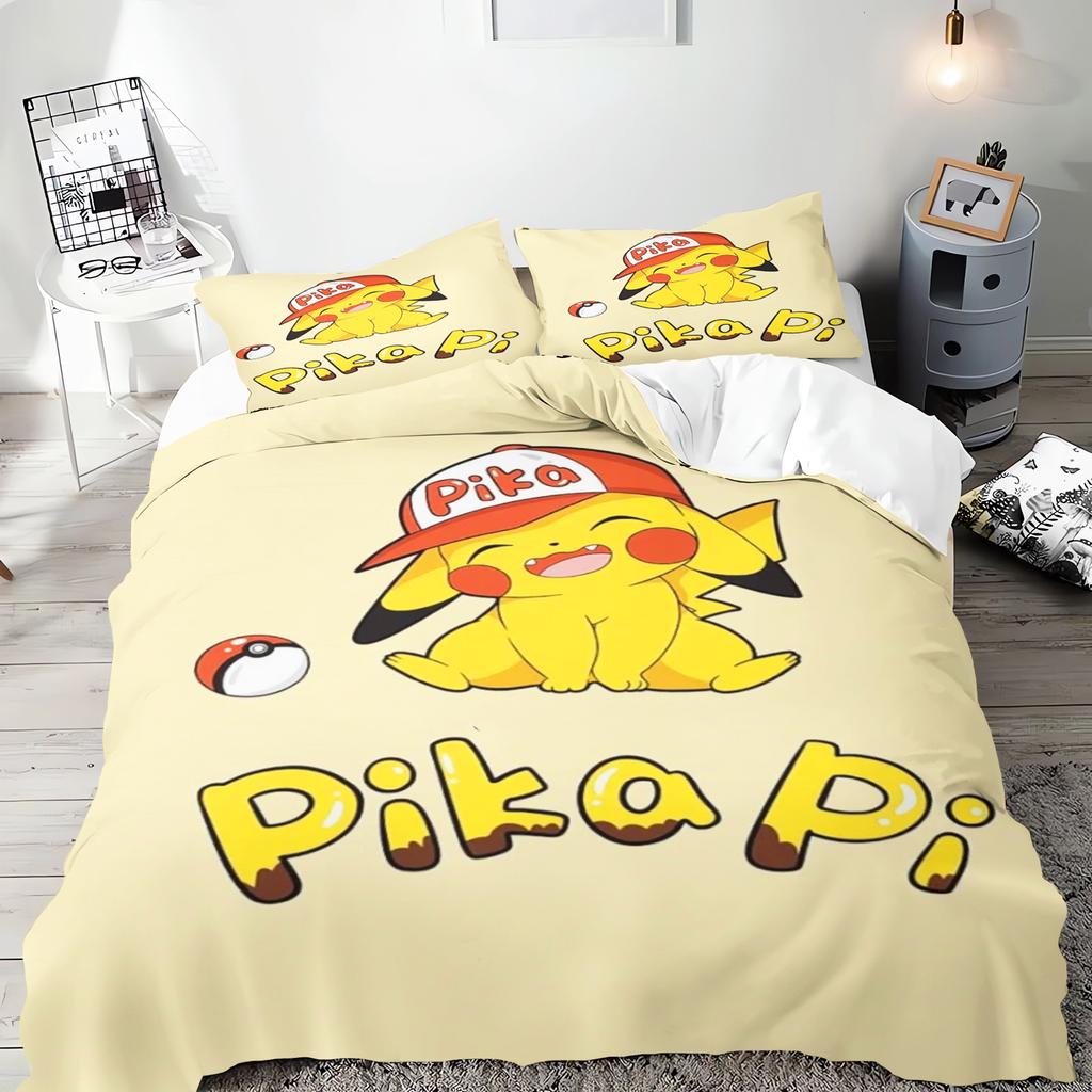 Pokémon Anime Duvet Cover Set Comforte Printed Cartoon Twin Size Bedding Sets Christmas Gifts 3-piece