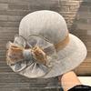 New sun hat women's summer thin bow bucket hat basin hat Korean version foldable sunscreen sunscreen mesh gauze hat