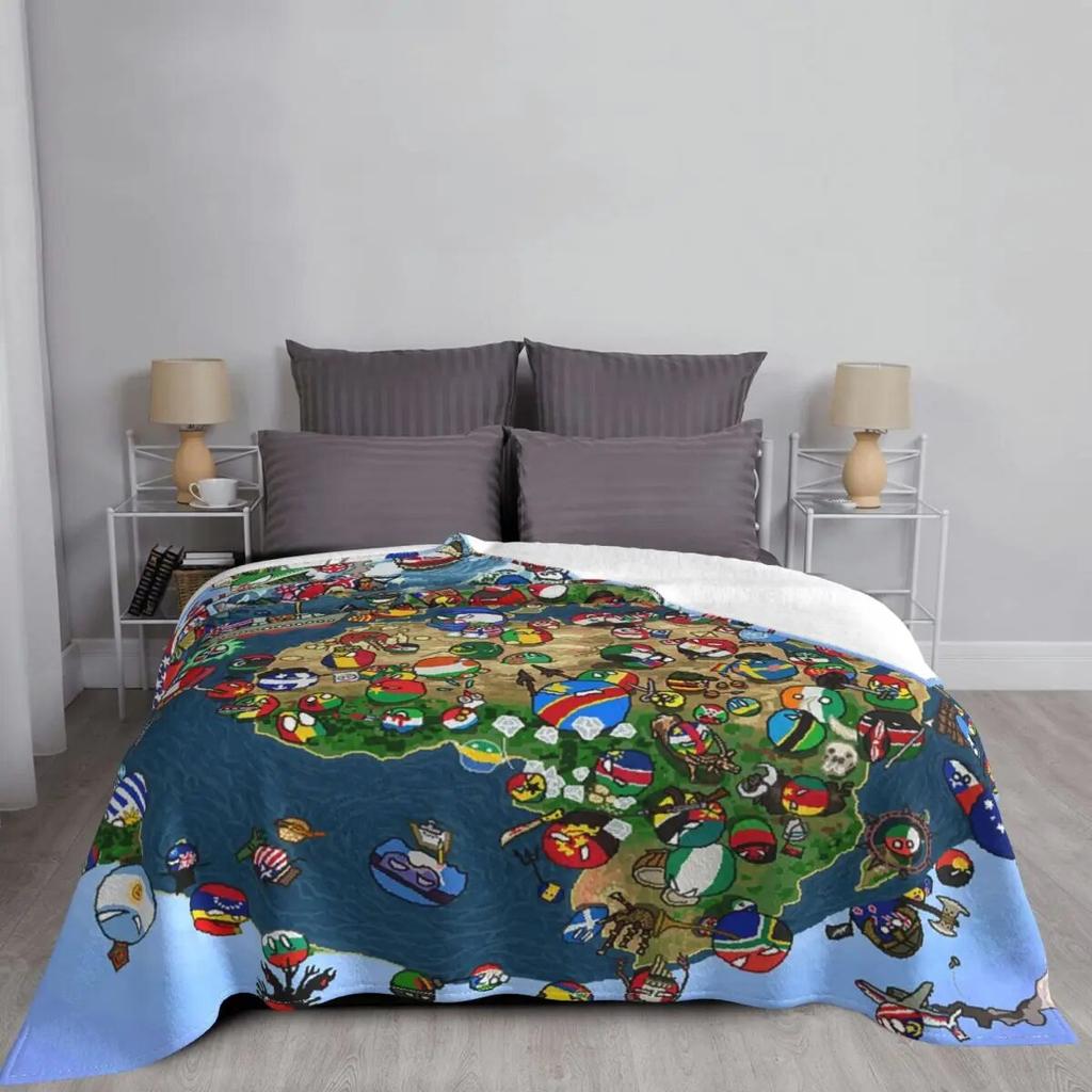 Countryball Flag Blankets Fleece Print Video Game Breathable Ultra-Soft Throw Blankets for Home Outdoor Bedding Throws