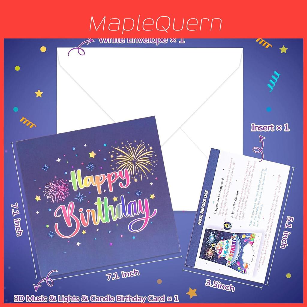 Handmade Kraft Paper Popup Birthday Card With Fireworks Sound For Celebrations