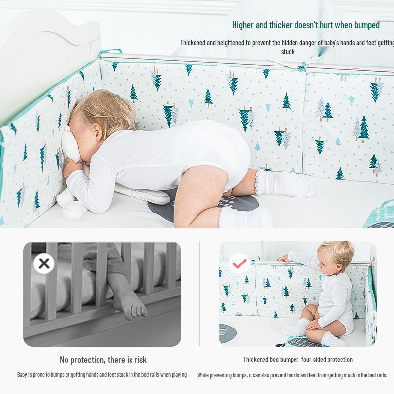 2024 Хлопковый Комплект Детского Постельного Белья - Защитный Бортик от Ударов и Падений для Всех Сезонов