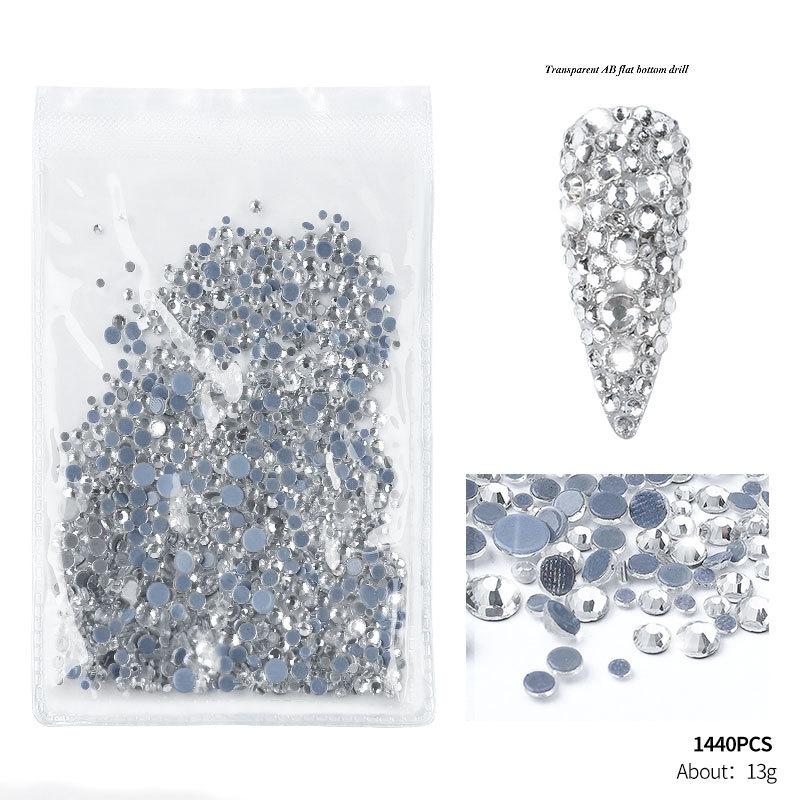 1440 шт. плоских кристаллов AB в упаковке оптом SS3-SS20 прозрачные стразы AB для дизайна ногтей