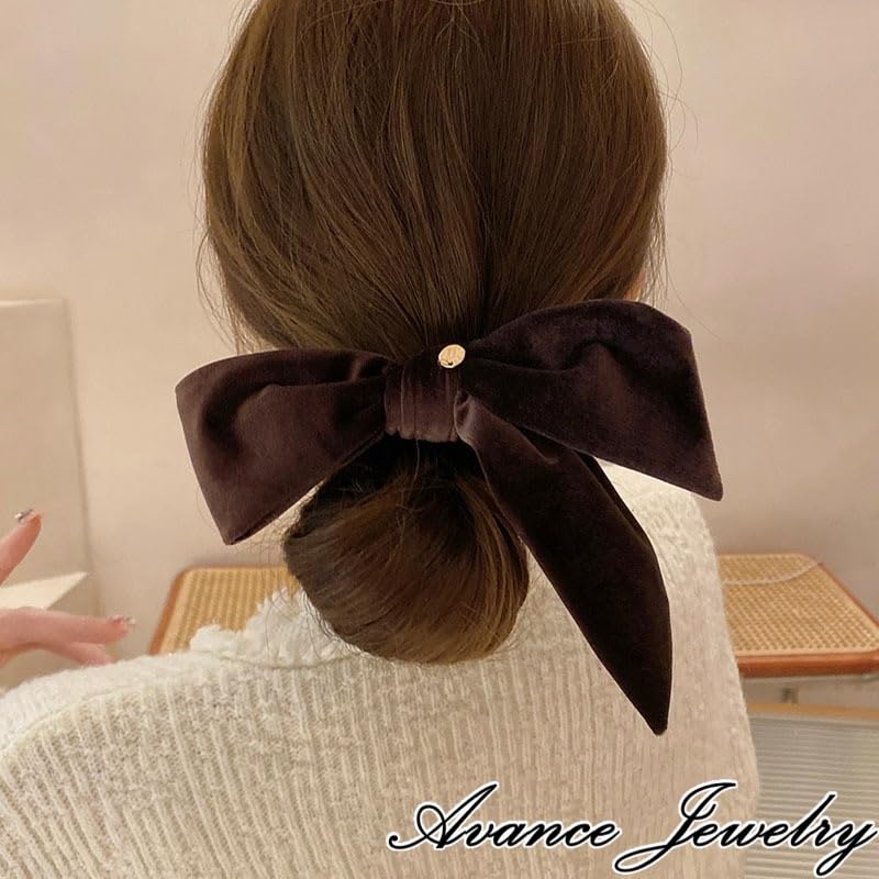 Avance Hair Вельветовая заколка для волос Милая для женщин Аксессуар, Лента, Резинка, Черная, Коричневая, Кремовая, Для взрослых, (коричневый)