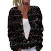 Women's Fashion Printed Valentine's Day Long Sleeved Knitted Cardigan Button Down Jacket