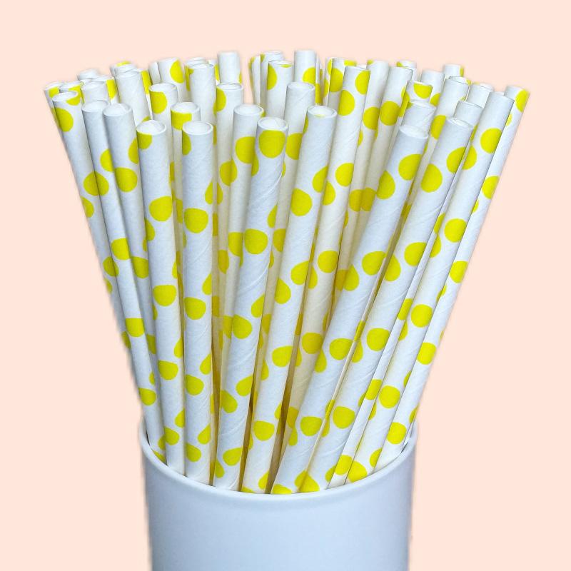 Colorful Disposable Paper Straws - Orange & Yellow for Dessert, Drink, or Party Decor