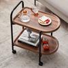 Walnut Wood Nordic Corner Table with Wheels Elegant Coffee Table Large Capacity Cart Side Rack for Reading Book Tea Vase