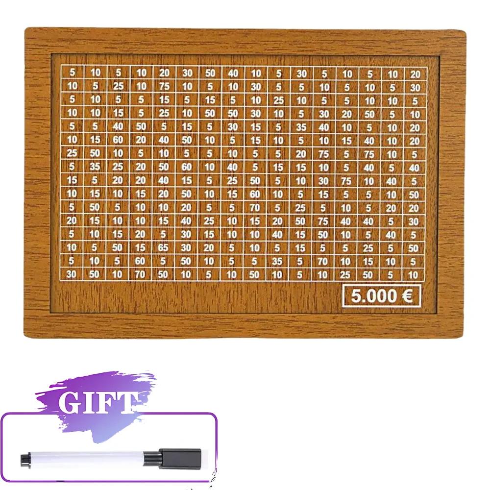 1000/2000/3000/5000 Euro Money Box Wooden Piggy Bank with Reusable Money Box with Saving Goal and Numbers Boxes