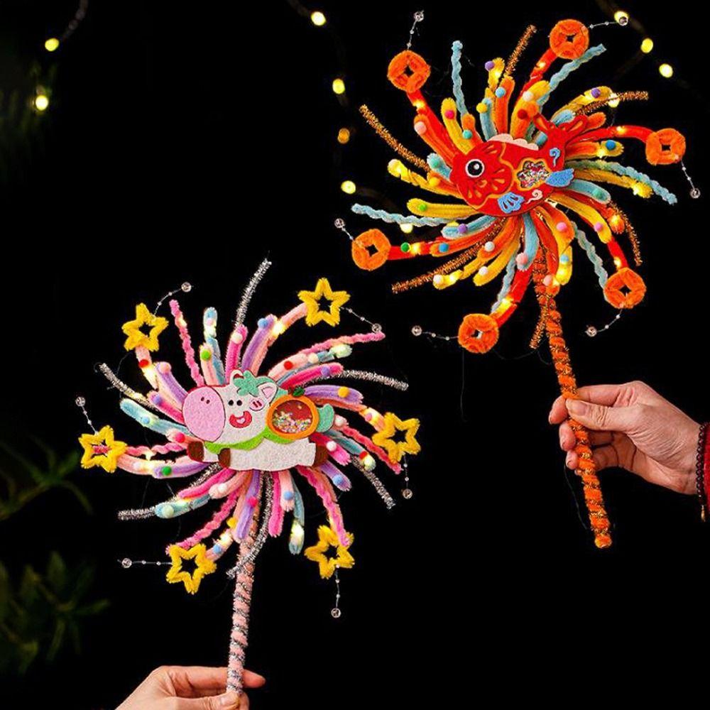 Funny Twister Stick Glowing Rotating Lantern DIY Material Kit Handmade Rotating Lamp Cartoon Cute Spinning Horse Lantern DIY
