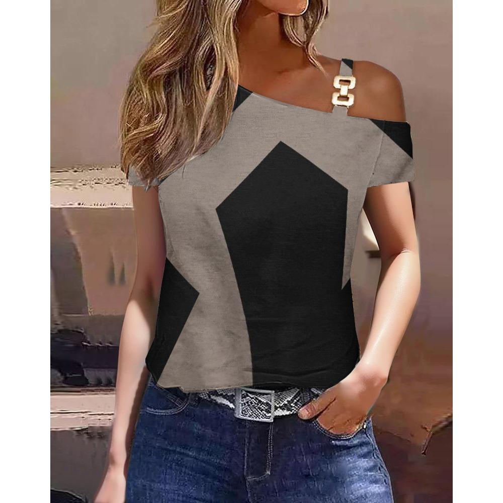 JPNTKY Women's Fashion Casual Summer Short Sleeve Blouses & Shirts