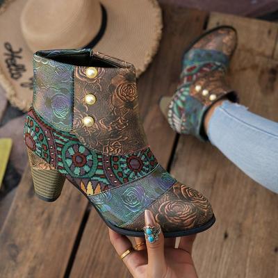 Женские этнические ботинки Мартина в цветочном стиле на толстом каблуке, увеличивающие рост, осенне-зимние, легкие, для активного отдыха, нескользящие, спортивные, повседневные