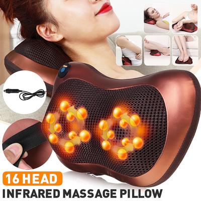 Электрическая массажная подушка DC 12V Электрическая подушка для плеч и спины с подогревом и разминанием Инфракрасная терапия Шиацу