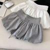 Romantic Ballet Gray Drawstring Mini Skirt With Stretch Waist For Trendy Girls