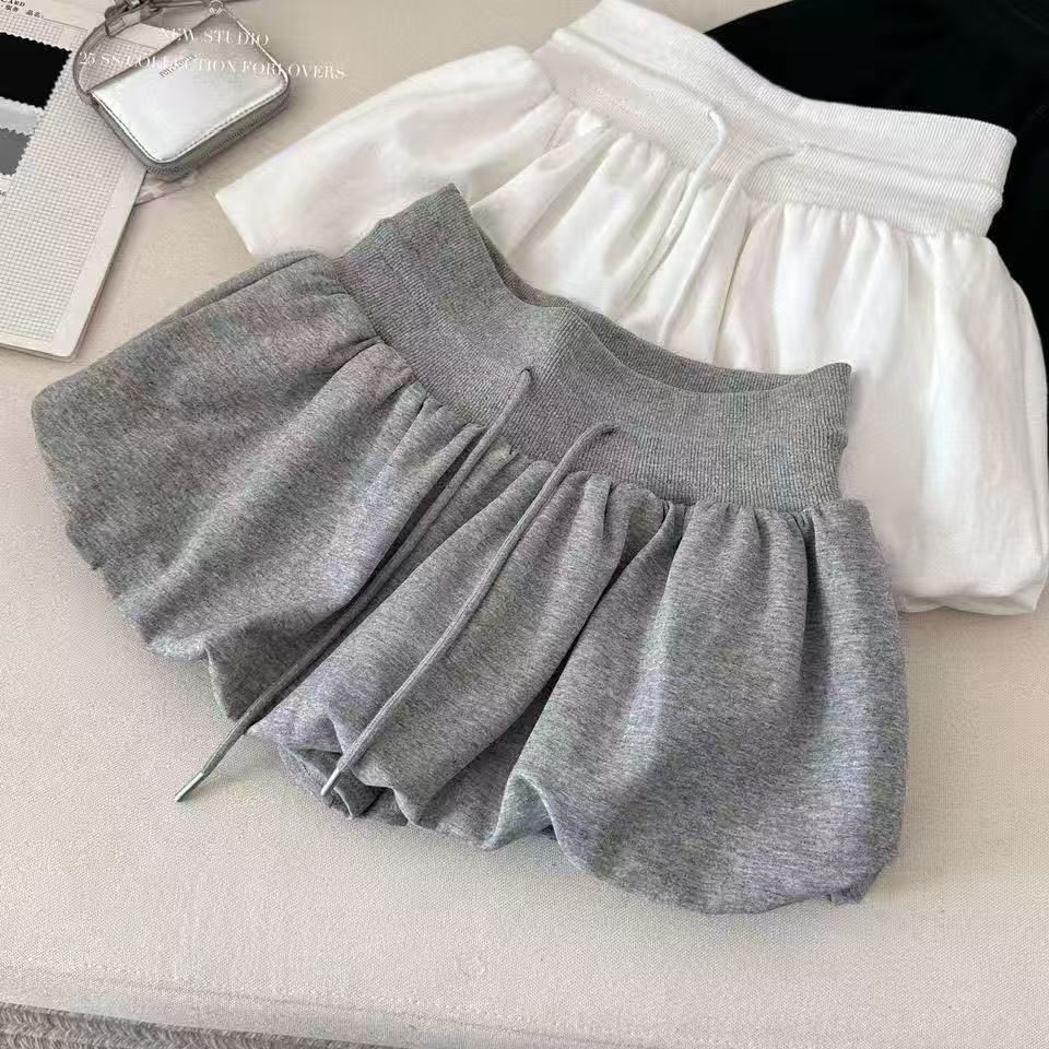 Romantic Ballet Gray Drawstring Mini Skirt With Stretch Waist For Trendy Girls