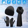 3 шт./набор Унисекс Зимняя шапка-бини Шарф Перчатки Набор Толстая Вязаная Теплая Шапка Перчатки с сенсорным экраном Эластичная Защита ушей Ветрозащитная