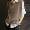Women's Round Neck Pullover Knitted Vest Loose Casual Outerwear Sleeveless Cardigan Vest Outer Wear Lazy Style Top