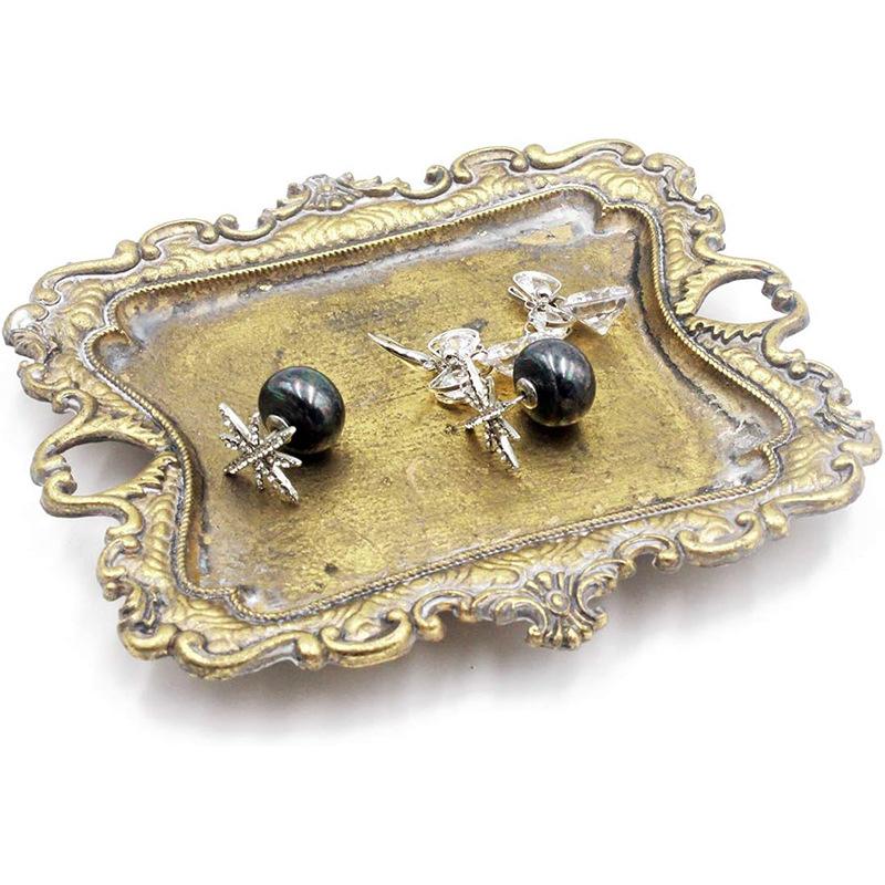 1 шт., тарелка для колец, винтажная безделушка, украшение для дома, небольшой поднос для украшений, антикварный поднос для сережек, ожерелий, помолвка, свадьба, деревенский стиль