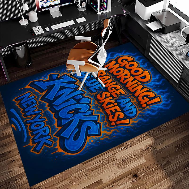 Knicks logo Print Area Rug - Soft, Washable Non-Slip Indoor Mat for Office Chairs, Living Room, Home Office Decorative Rug