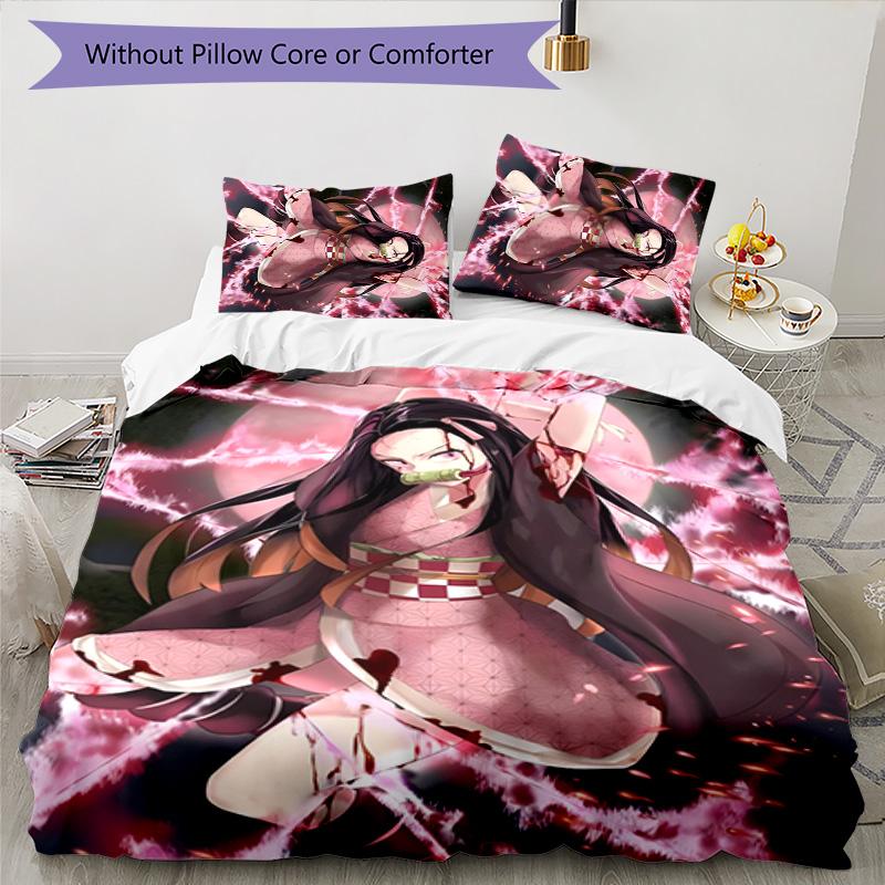 3pcs nezouko7 Design Cover Set - HD Printed Bedding with 1 Cover and 2 Pillowcases - Perfect for Home and Dorm Decor