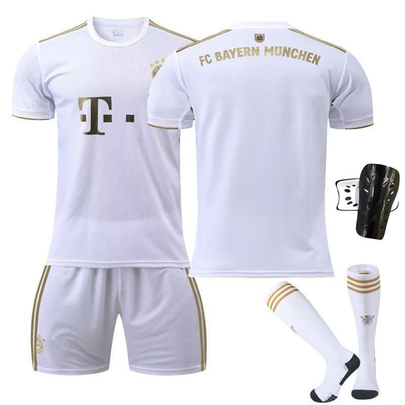 2223 Bayern Away White No. 17 Mane 4 Dericht 25 Muller Jersey Football Uniform Set Sportswear