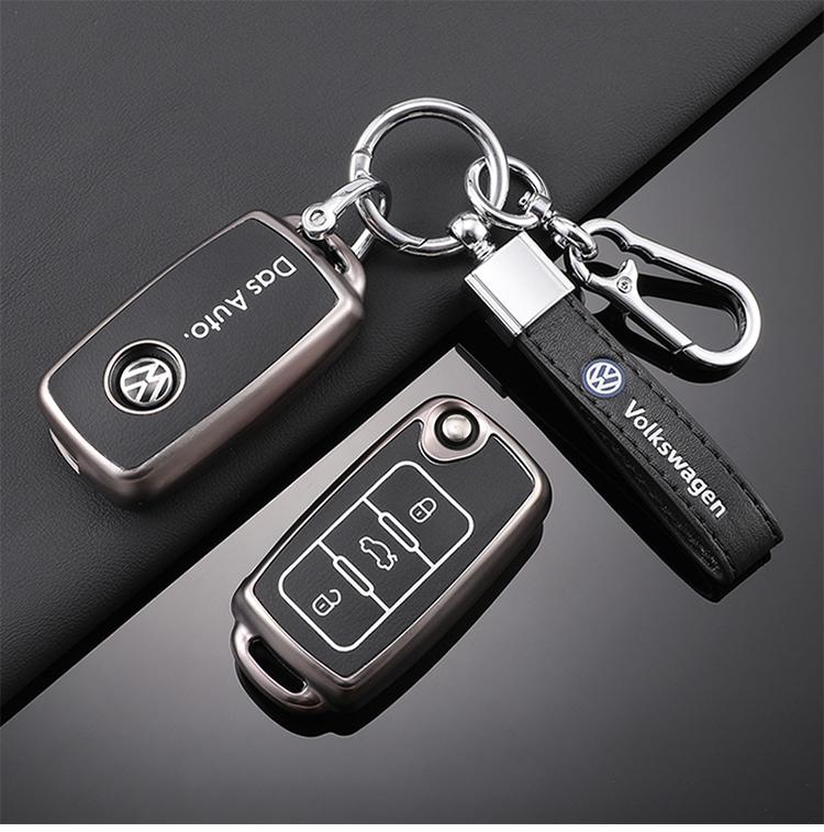 TPU Car Flip Key Case Full Cover Shell For Volkswagen VW Polo Golf Passat Tiguan Beetle Caddy T5 Up Eos Keychain Accessories LE8