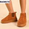 Flats Platform Women Suede Snow Ankle Boots Winter Shoes 2025 Trend New Warm Short Plush Chelsea Boots Casual Sport Mujer Botas
