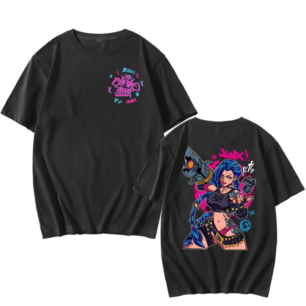 Футболка Boom Monkey Jinx Arcane Горячая Игра Телесериал Принт Футболки Хлопок Высокое Качество Круглый вырез Футболка Короткий рукав Унисекс Футболка