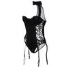 Women Sexy Artificial Leather Underwear Bodysuit Siamese Lingerie With Garter