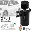 3 Port Oil Catch Can Kit 1 Oulet + 2 Intlet Compact Baffled Engine Oil Fuel Reservoir Tank with Breather Filter and Drain Valve